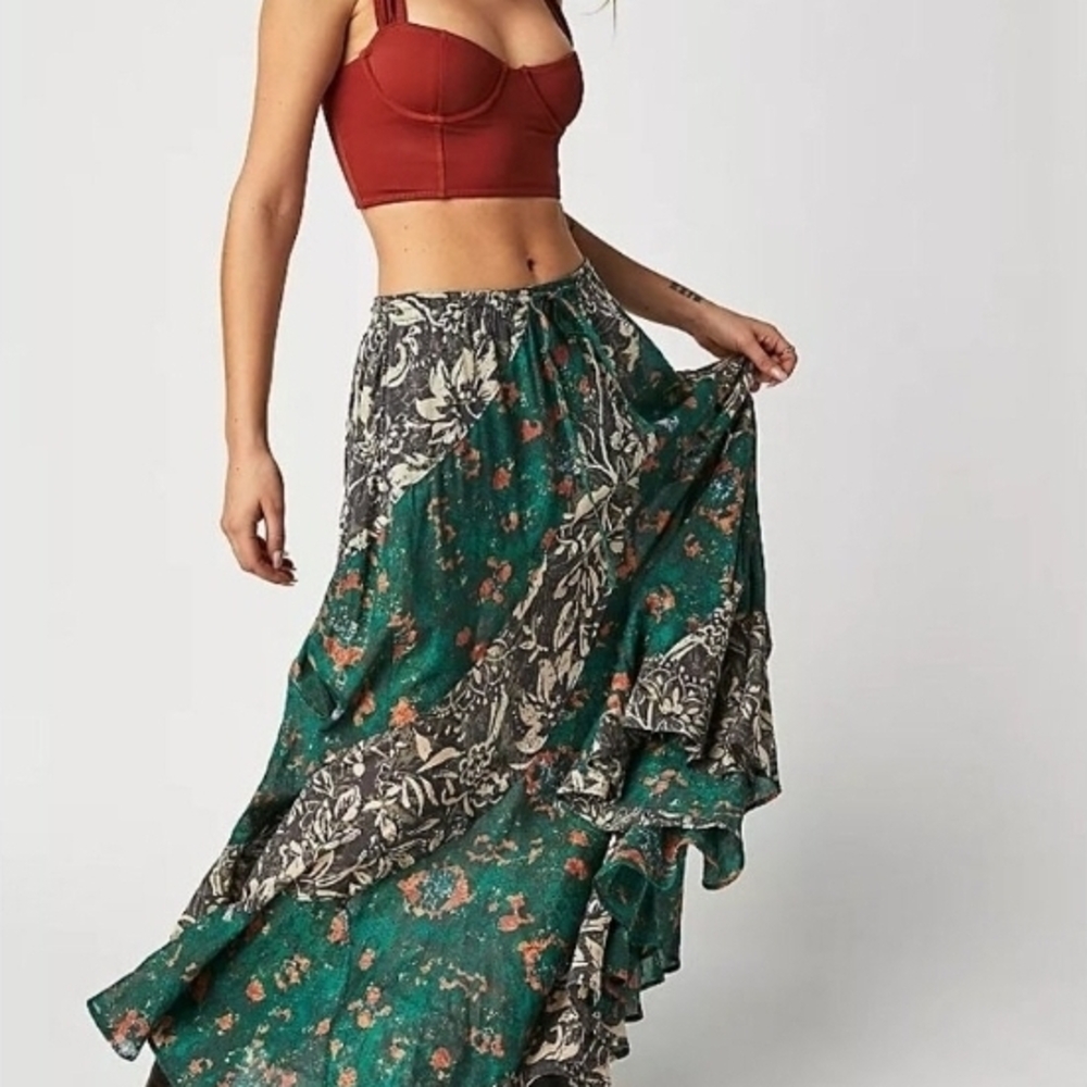 Make An Offer Before I Donate: Free People Jackie Maxi Skirt In Charcoal Combo